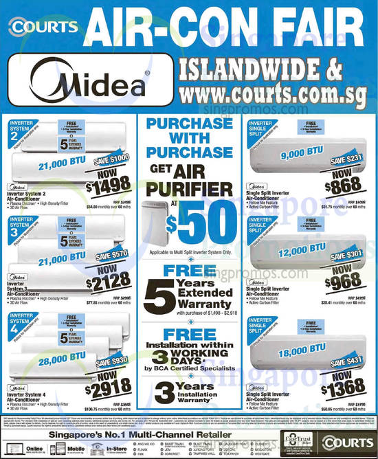 Midea Air Conditioners, Inverter System 2, Inverter System 3, Inverter System 4, Single Split Inverter Air Conditioners