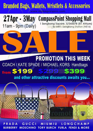 Featured image for (EXPIRED) MyBagEmpire Branded Handbags & Accessories Sale @ Compass Point 27 Apr – 3 May 2015