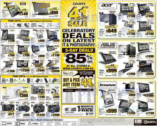 Notebooks, Desktop PCs, Digital Cameras, Tablets, DSLR Digital Cameras, Lenovo, ASUS, Acer, Dell, Canon, Nikon, Samsung, Sony, HP