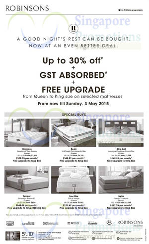 Featured image for (EXPIRED) Robinsons Mattresses Offers 30 Apr – 3 May 2015