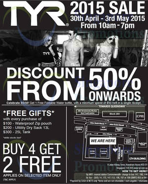 Featured image for (EXPIRED) TYR Warehouse Sale @ Kewalram House 30 Apr – 3 May 2015