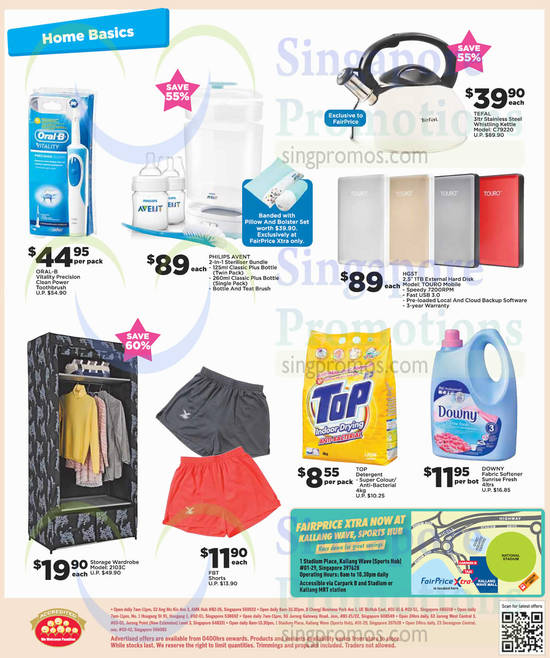 (Till 8 Apr) Home Basics Hard Disk Drive, Detergent, Fabric Softener, Oral B, Philips Avent, HGST, Top, Downy