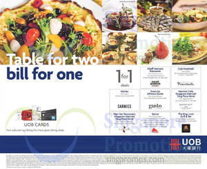 Featured image for (EXPIRED) UOB 1 for 1 Dining Deals For Cardmembers 30 Apr – 31 Jul 2015