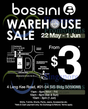 Featured image for (EXPIRED) Bossini Warehouse SALE 22 May – 1 Jun 2015