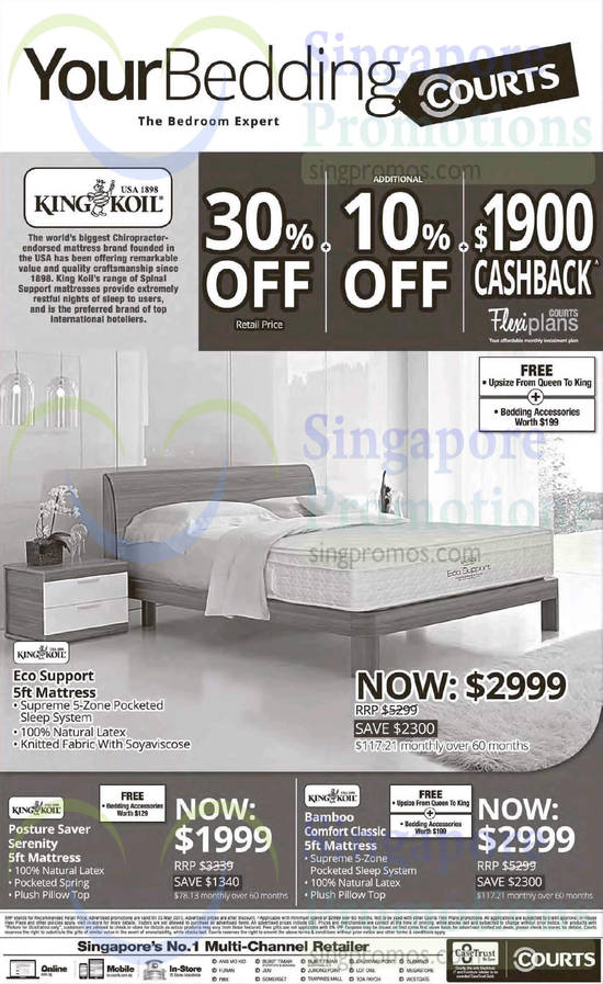 King Koil Mattresses, Eco Support, Posture Saver Serenity, Bamboo Comfort Classic, Spinal Support