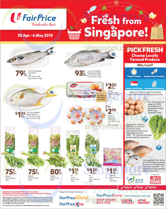 (Till 6 May) Fish, Spinach, Bean Sprouts, Cai Xin Hua, Kai Lan Florets