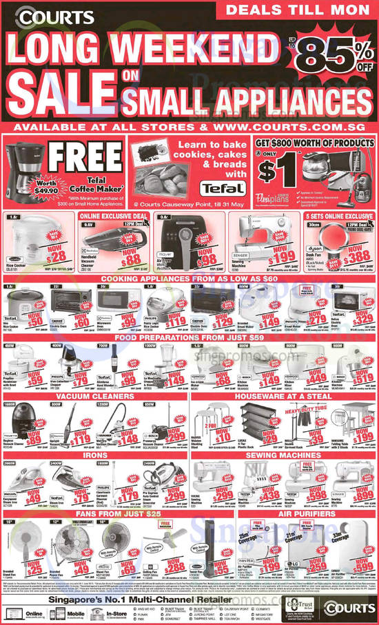 Vacuum Cleaners, Ovens, Blenders, Sewing Machines, Fans, Cornell, Electrolux, Singer, Tefal, Bosch