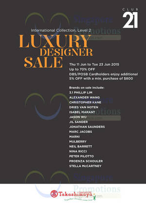 Featured image for (EXPIRED) Club 21 Luxury Designer Sale 11 – 23 Jun 2015