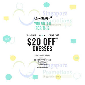 Featured image for (EXPIRED) Dorothy Perkins, Miss Selfridge, Topshop & Warehouse $20 Off Dresses 1-Day Promo 12 Jun 2015
