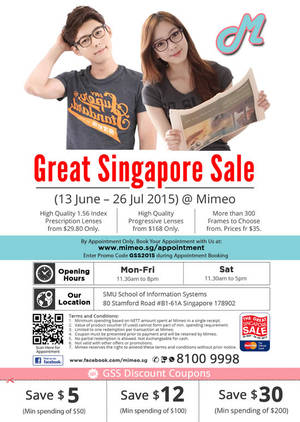 Featured image for (EXPIRED) Mimeo Optical Shop GSS Promotion @ SMU 18 Jun – 26 Jul 2015