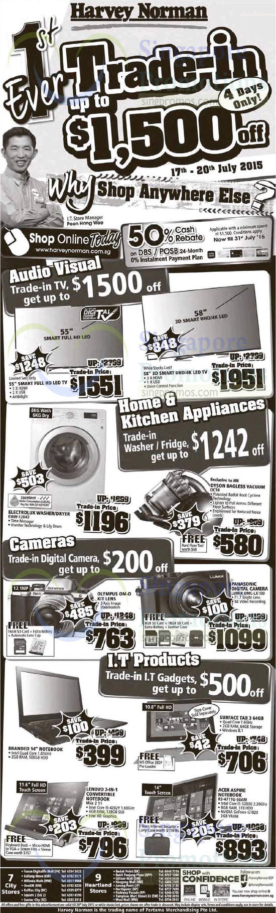 18 Jul TVs, Washer, Notebooks, Digital Cameras