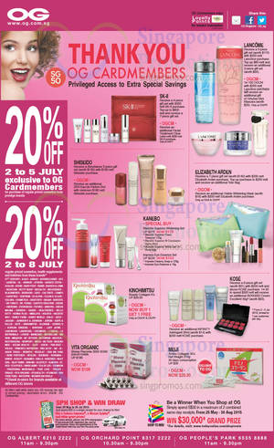 Featured image for (EXPIRED) OG 20% OFF Cosmetics, Toiletries & Health Promo 2 – 8 Jul 2015