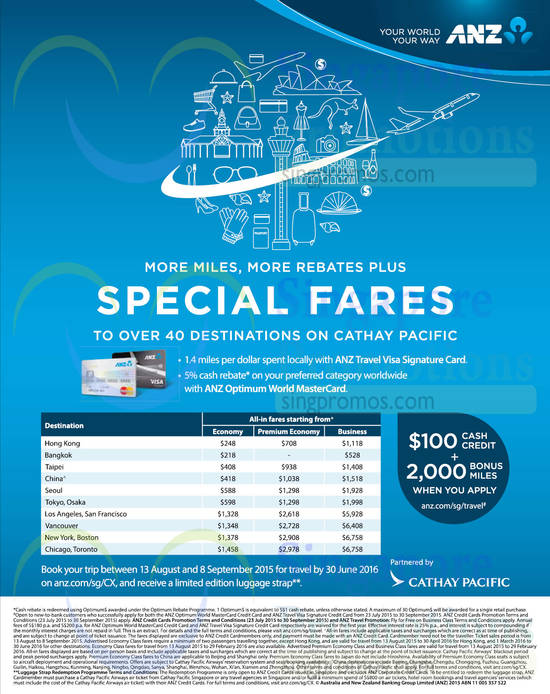 20 Aug Selected Destinations Economy, Premium Economy, Business Airfares