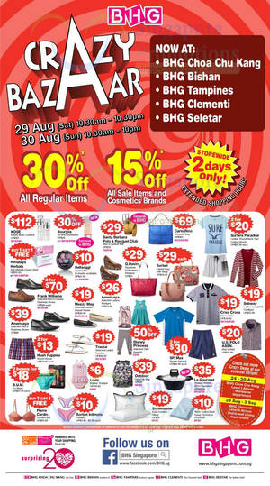 Featured image for (EXPIRED) BHG 30% Off Storewide Super Sale 29 – 30 Aug 2015