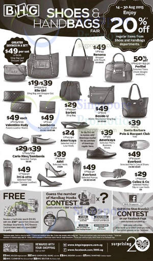 Featured image for (EXPIRED) BHG 20% Off Shoes & Handbags Storewide Promo 16 – 30 Aug 2015