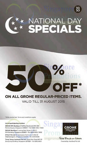 Featured image for (EXPIRED) Grohe 50% Off Storewide Promotion 1 – 31 Aug 2015