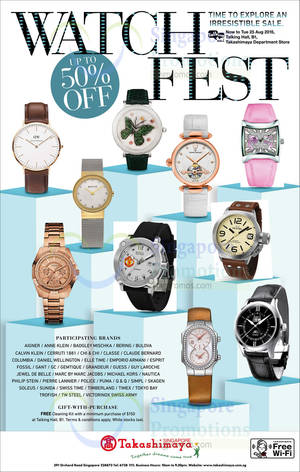 Takashimaya Watch Fest Up To 50 Off 14 25 Aug 2015