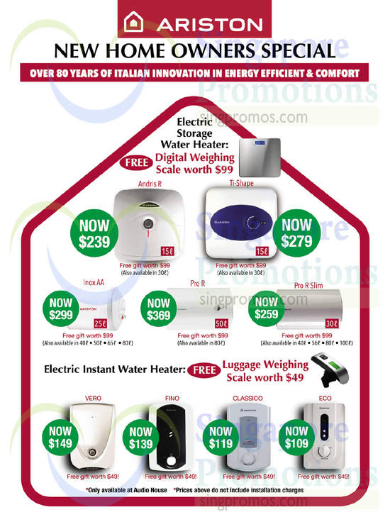 Ariston Electric Storage Water Heaters, Electric Instant Water Heater, Andris R, Ti Shape, Inox AA, Pro R, Pro R Slim, Vero, Fino, Classico, Eco