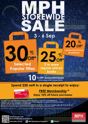 Featured image for (EXPIRED) MPH Bookstores Up To 30% OFF Promo 3 – 6 Sep 2015