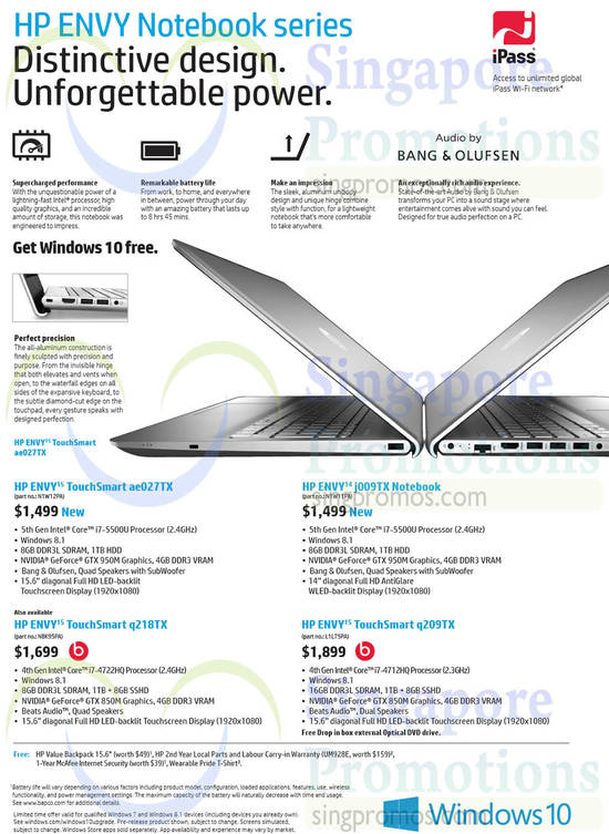 Notebooks ENVY15 TouchSmart ae027TX, ENVY14 j009TX, ENVY15 TouchSmart q218TX, ENVY15 TouchSmart q209TX