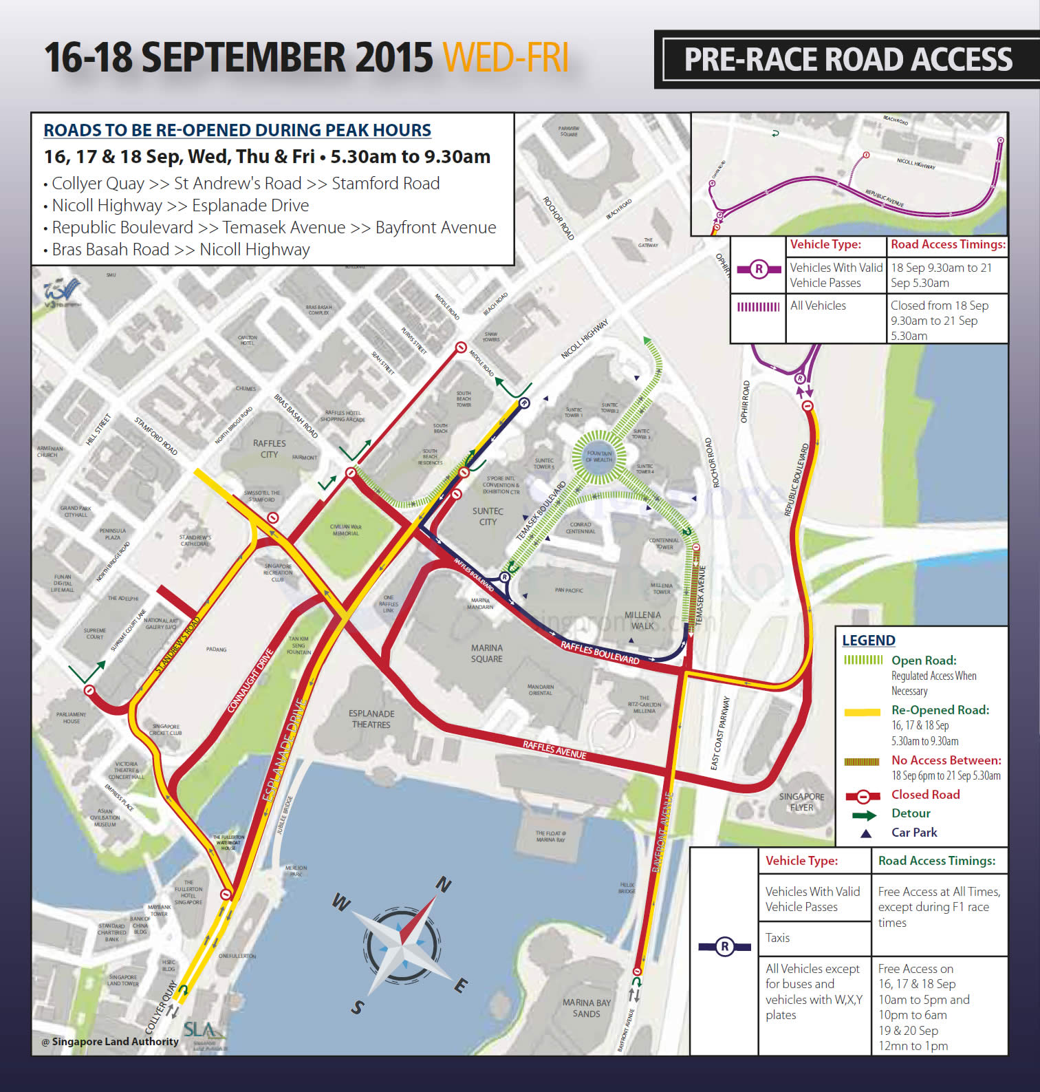 Featured image for F1 2015 Road Closures in Singapore 16 - 22 Sep 2015