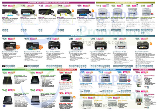 Epson Printer Comparison Chart