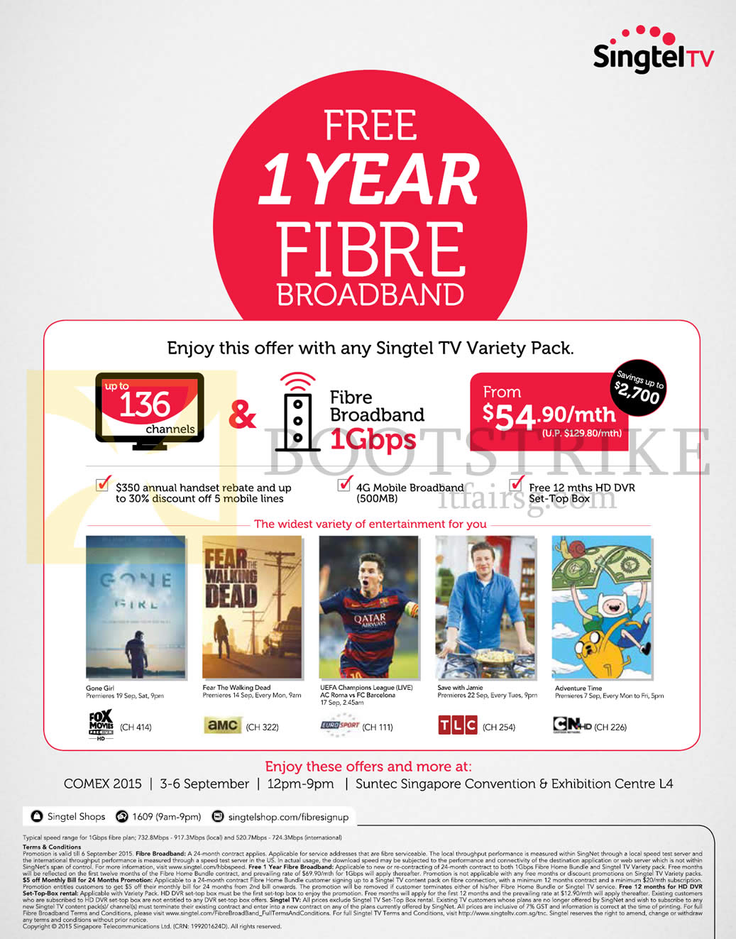 Featured image for Singtel COMEX Broadband, Mobile & TV Offers 3 - 6 Sep 2015