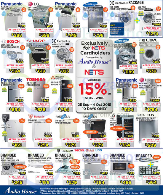 Washers, Dryers, Fridges, Freezers, Wine Cooler, Wine Chiller, Dishwasher, Electrolux, Bosch, Sharp, Panasonic, Kadeka, Samsung