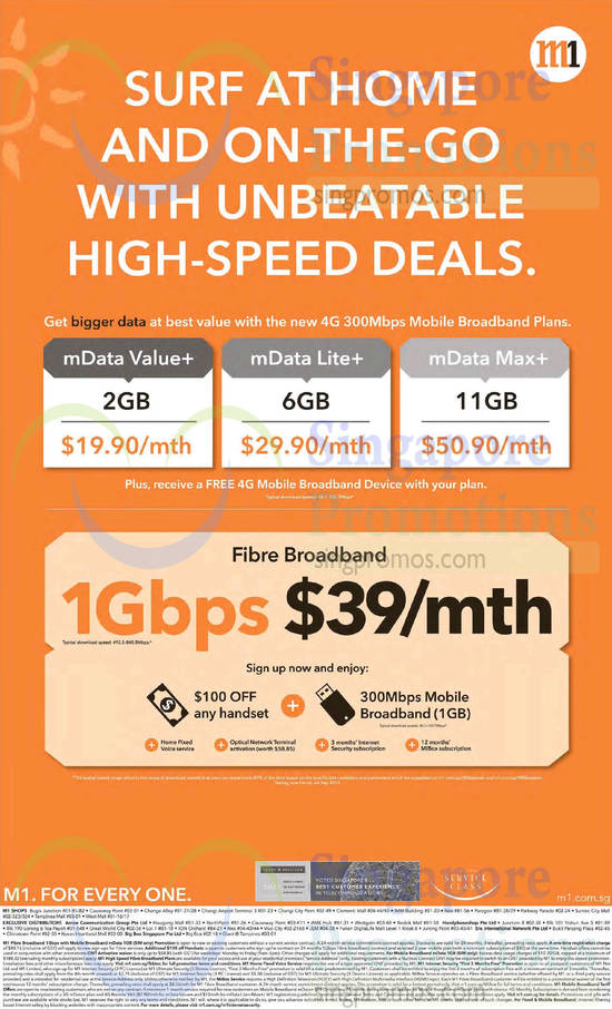 39.00 1Gbps Fibre Broadband, mData Value Plus, mData Lite Plus, mData Max Plus