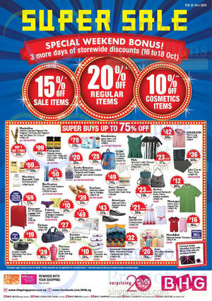 Featured image for (EXPIRED) BHG 20% Off Storewide Super Sale 16 – 18 Oct 2015