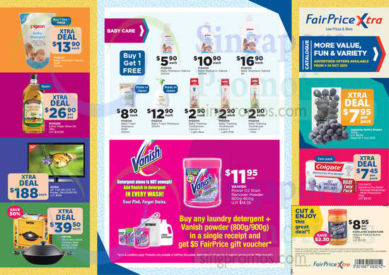 Catalogue Super Saver Household Products, TV, Baby Care Products, Laundry Detergent, Baby Shampoo, Fruits, Toothpaste, Colgate, Vanish, Akira, Meyer, Pigeon, Borges Akira 24LED42FHD TV, Meyer 21916 36cm Chinese Wok, Borges Extra Virgin Olive Oil