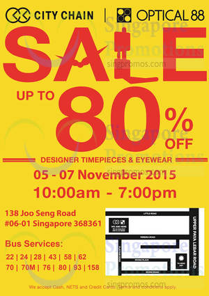 Featured image for (EXPIRED) City Chain & Optical 88 Warehouse Sale 5 – 7 Nov 2015