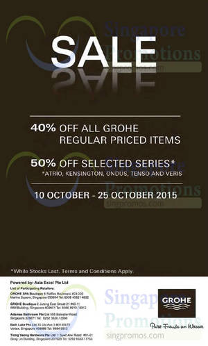 Featured image for (EXPIRED) Grohe 40% Off Promotion 10 – 25 Oct 2015
