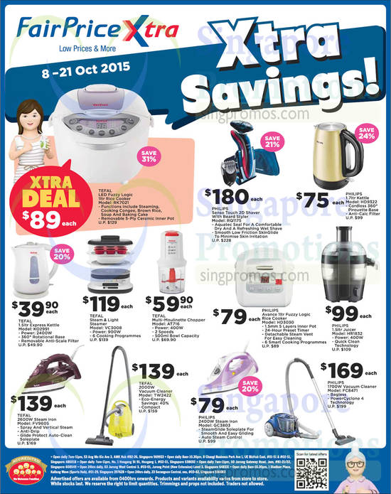 Kitchen Appliances, Rice Cookers, Kettles, Vacuum Cleaners, Irons, Juicer, Chopper, Steamer, Shaver, Tefal, Philips