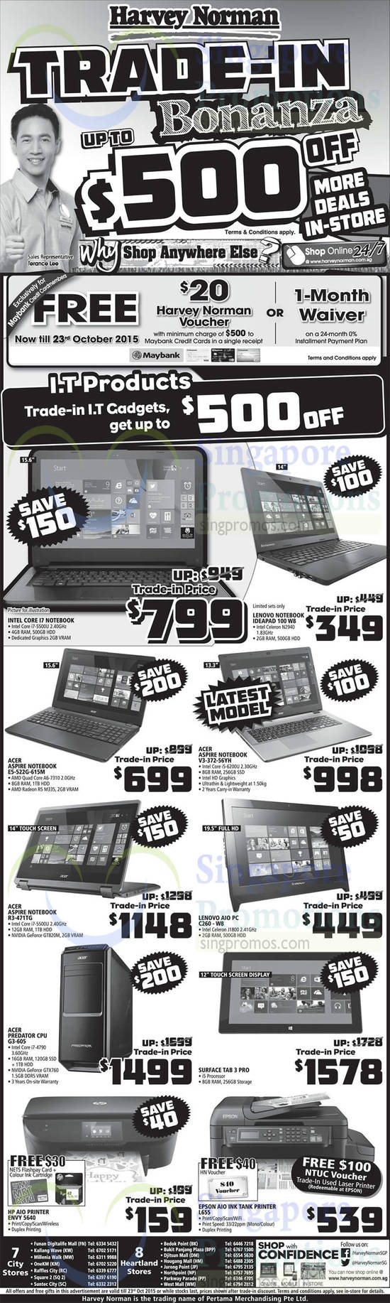 Notebooks, Printers, Acer, Lenovo, Surface, HP, Epson