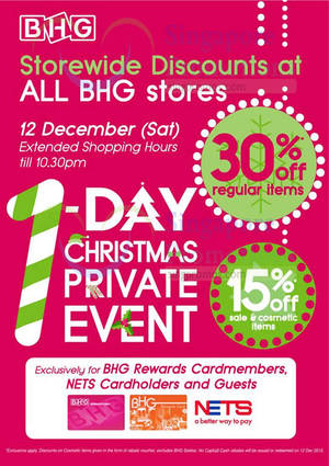 Featured image for (EXPIRED) BHG 30% Off Storewide 1-Day Promo 12 Dec 2015