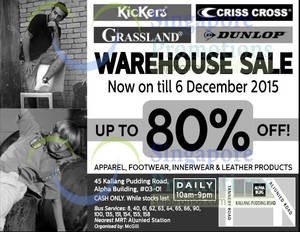 Featured image for (EXPIRED) McGill KicKers, Grassland, Criss Cross & Dunlop Warehouse Sale 4 – 6 Dec 2015