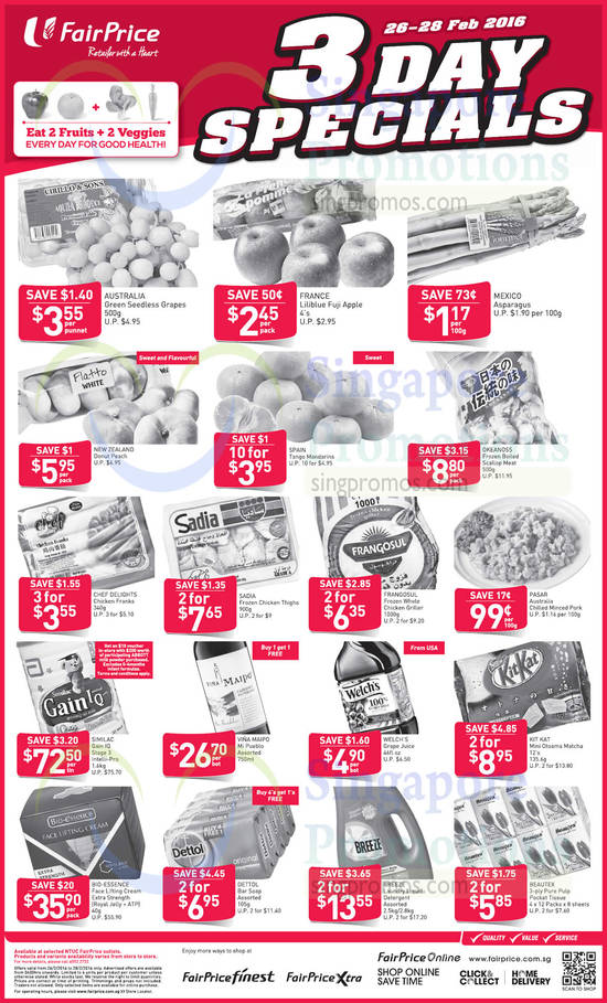 Fairprice 3Day Specials 26 Feb 2016