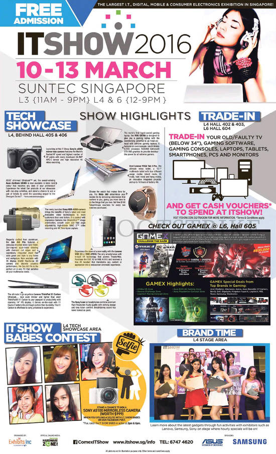 IT SHOW 2016 Event Details, Venue, Opening Hours, Highlights, Trade-In, Tech Showcase, Gamex, Babes Contest, Brand Time