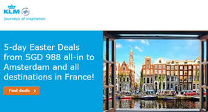 Featured image for (EXPIRED) KLM fr $988 Amsterdam, Paris & More 5-Day Easter Fares Sale 24 – 28 Mar 2016