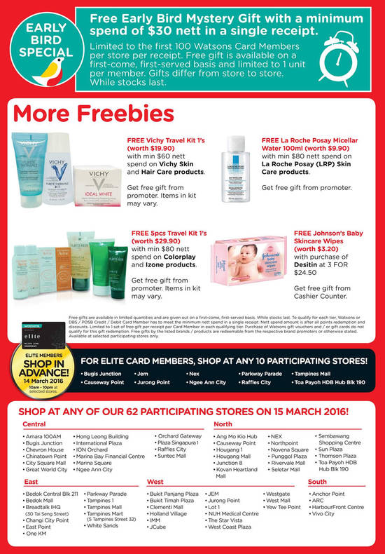 More Freebies, Early Bird Special, Participating Stores