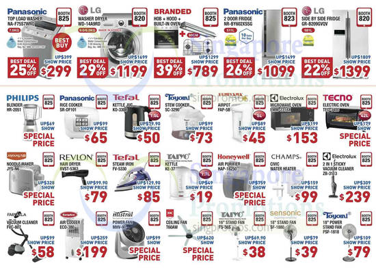 Washers, Small Appliances, Fridges, Panasonic, LG, Tefal, Toyomi, Revlon, Mistral, Taiyo