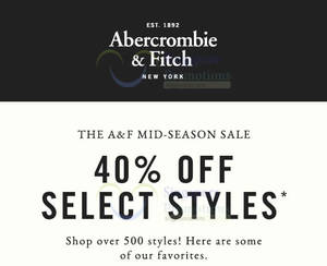 Featured image for (EXPIRED) Abercrombie & Fitch Mid-Season Sale From 1 – 12 Apr 2016