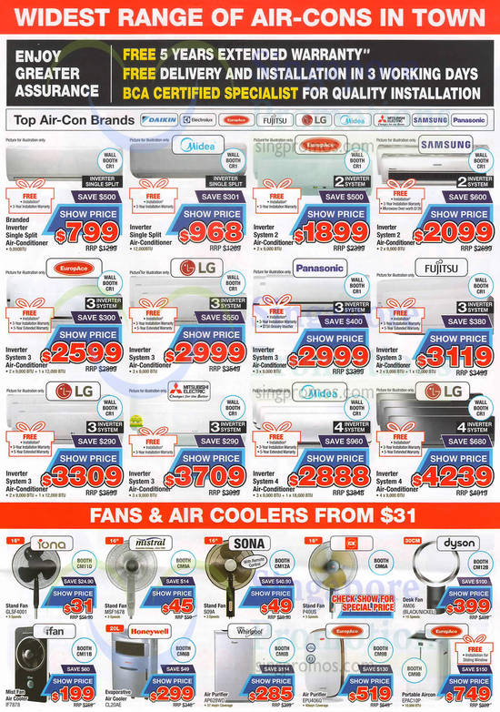 Air Conditioners, Fans, Air Coolers, Inverter, Fujitsu, Branded, LG