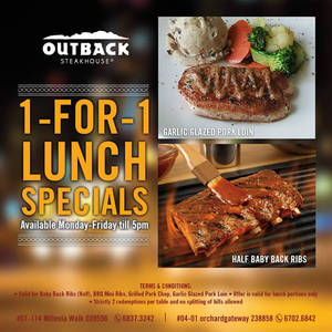 Featured image for (EXPIRED) Outback Steakhouse 1-for-1 Lunch Weekday Specials From 11 May 2016