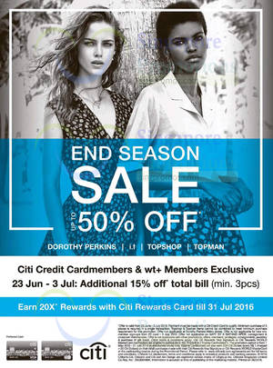 Featured image for (EXPIRED) Dorothy Perkins, i.t, Topman & Topshop End Season Sale from 23 Jun 2016