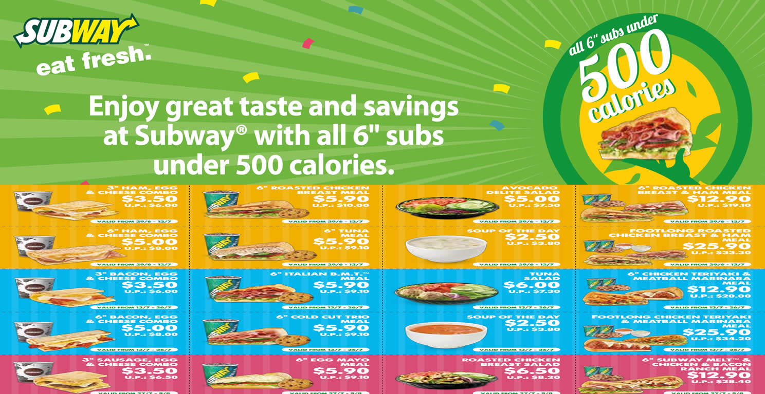 Featured image for Subway Discount Coupon Deals from 29 Jun - 9 Aug 2016