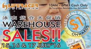Featured image for (EXPIRED) Liferacer: Warehouse Sale – Price fr $1 Onwards from 15 – 17 Jul 2016