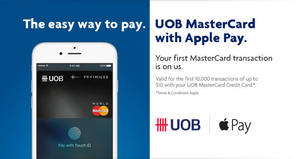 Featured image for (EXPIRED) UOB: Your First MasterCard Transaction with Apple Pay is On The House from 19 – 26 Jul 2016