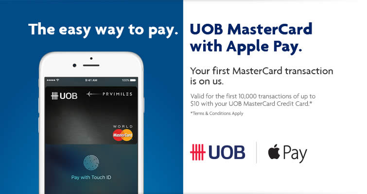 Featured image for UOB: Your First MasterCard Transaction with Apple Pay is On The House from 19 - 26 Jul 2016